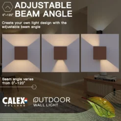 Calex Aplique LED para exterior Cube, arriba/abajo, altura 10 cm, marrón óxido