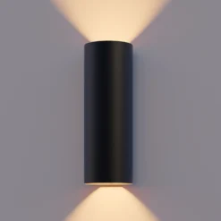 Calex Aplique para exterior LED Redondo, arriba/abajo, altura 23 cm, negro