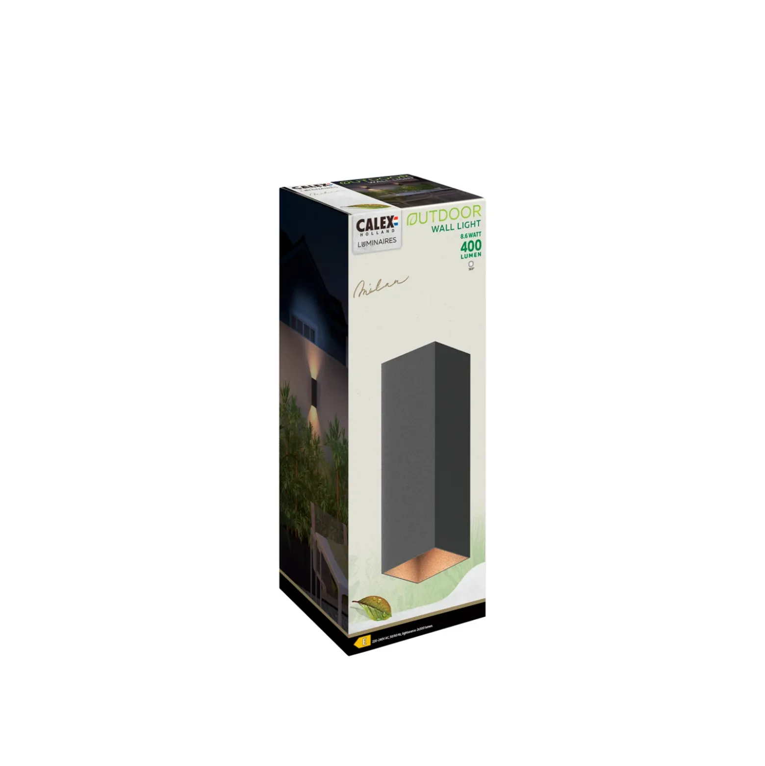 Calex aplique para exterior Rectángulo arriba/abajo altura 23cm negro