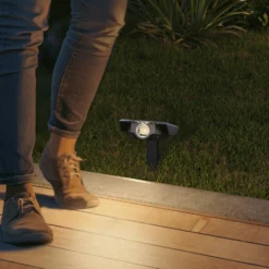 Calex Foco LED solar con pica Padoa, paquete de 2, negro