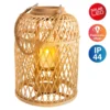 Cesta linterna solar LED, bambú, altura 38 cm, natural