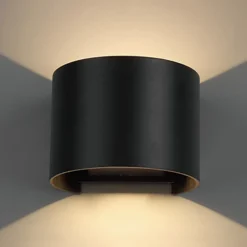 Davos Aplique de exterior LED, redondo, negro, atenuable, aluminio