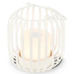 De mesa LED batería 7279 IP44 cesta metal blanco