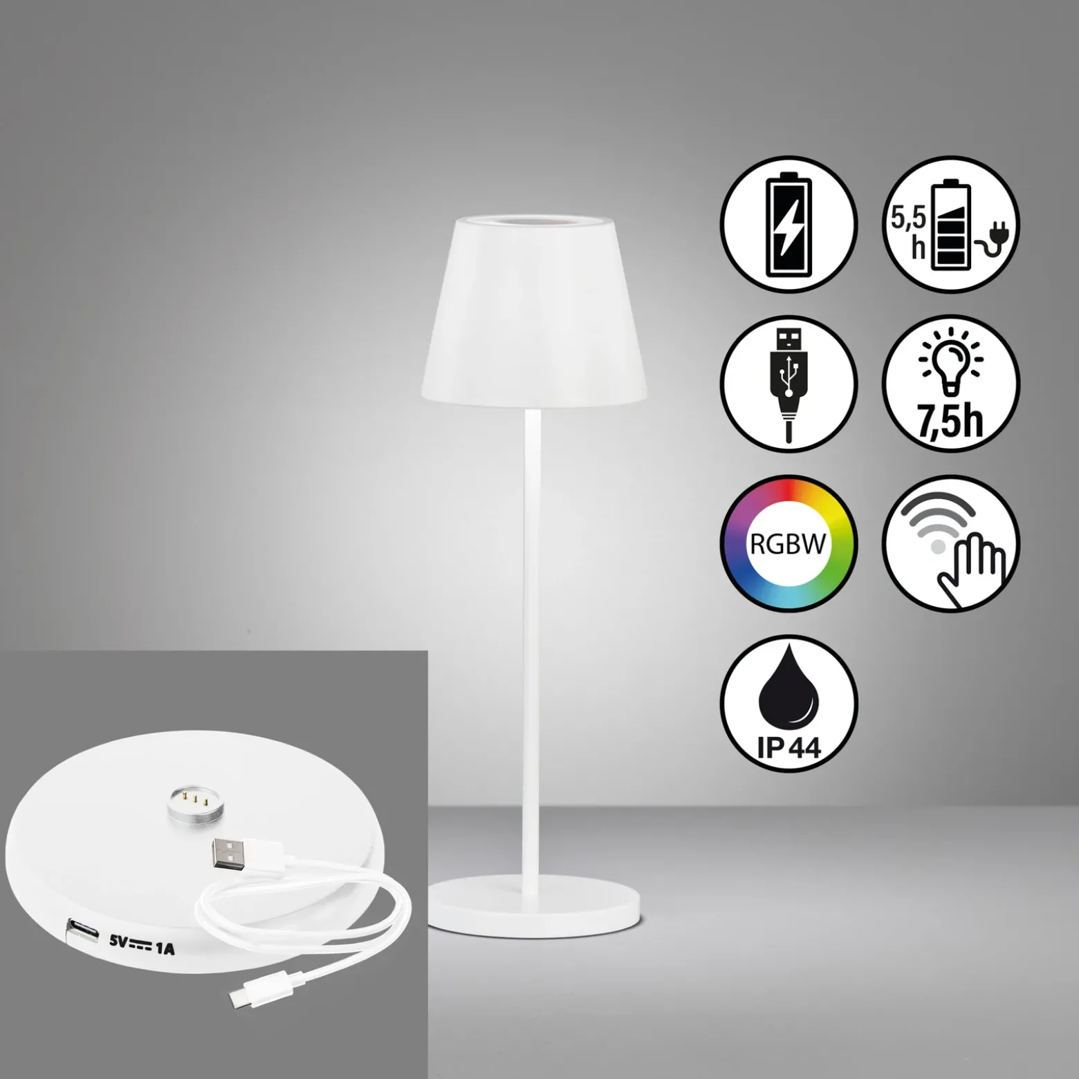 De mesa LED Cosenza 2.0 alto 34cm blanco arena