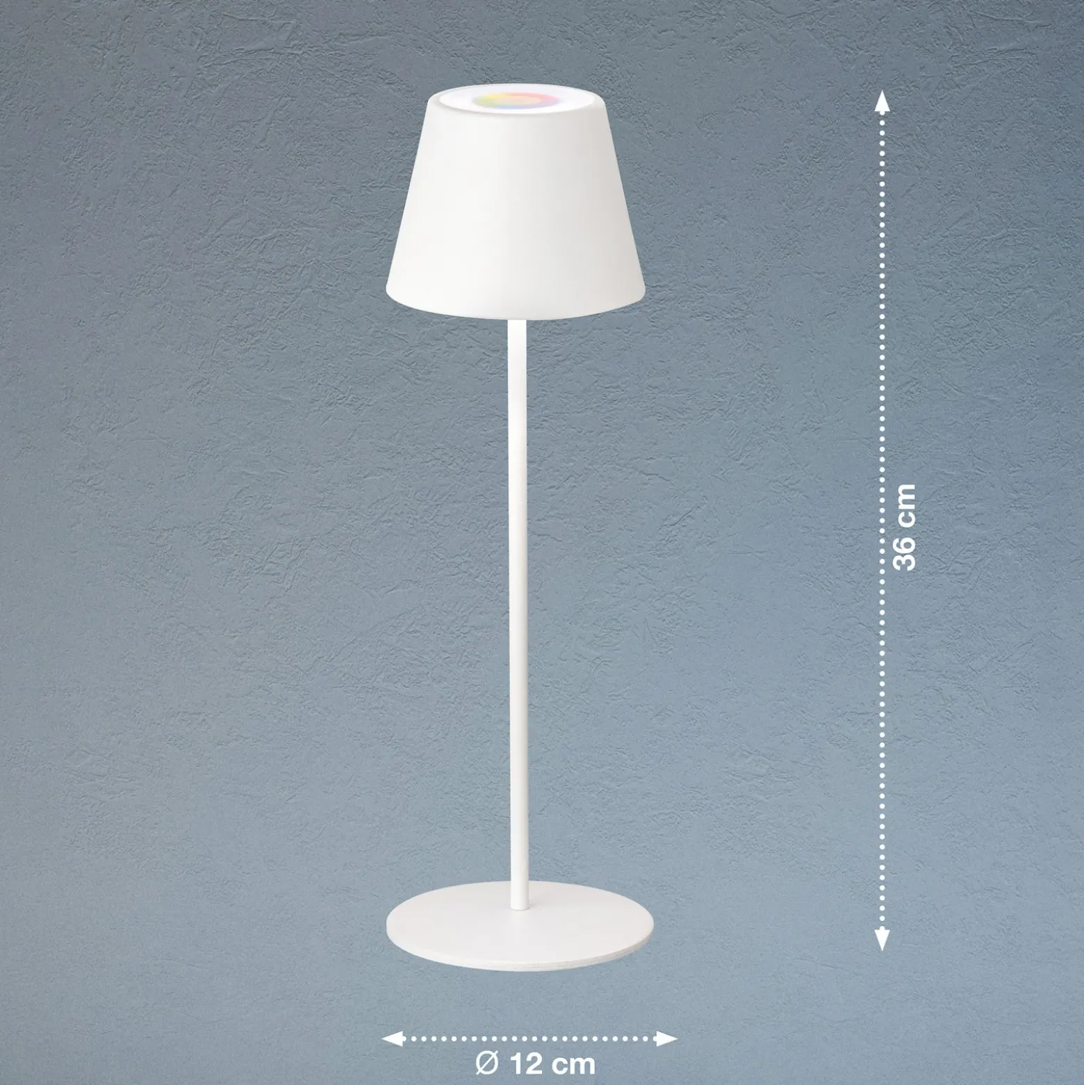 De mesa LED Cosenza batería RGBW blanco arena