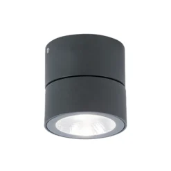 Downlight LED exterior Andria, gris oscuro, Ø 9 cm, metal