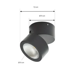 Downlight LED Lindby Nolivar, negro, Ø 9 cm, IP54