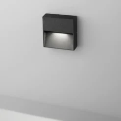 Egger DLS aplique para exterior Vigo Q negro 11x11 cm aluminio 3.000 K