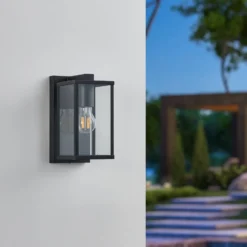 EGLO Budrone aplique exterior, negro/transparente
