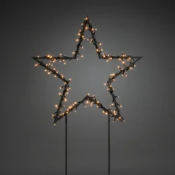 Estrella metálica LED, negra con clavijas para el suelo