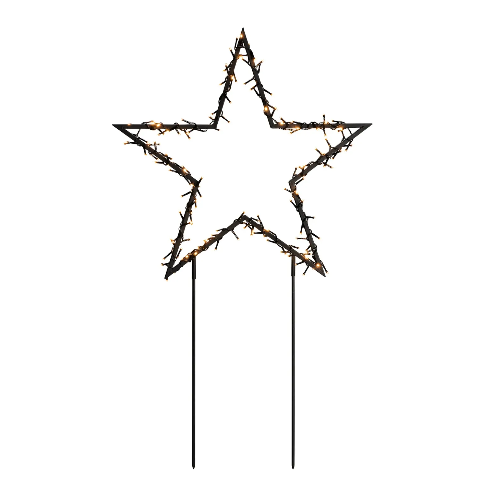 Estrella metálica LED, negra con clavijas para el suelo