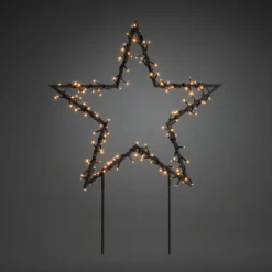 Estrella metálica LED, negra con clavijas para el suelo