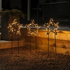 Estrella metálica LED picas de tierra 3 ud, IP44