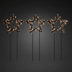 Estrella metálica LED picas de tierra 3 ud, IP44