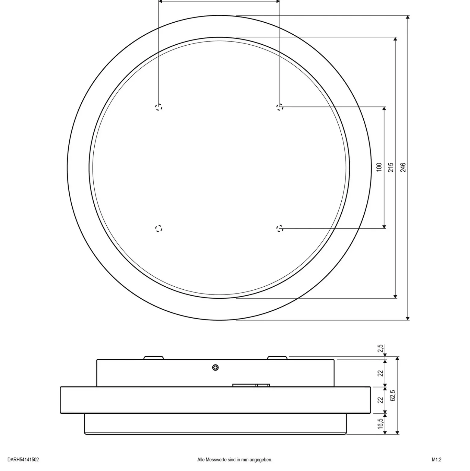 EVN Tectum plafón LED exterior redondo, Ø 24,6 cm