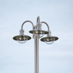 Farola Lindby Damion, 200 cm, 3 luces, E27, IP44