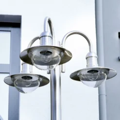 Farola Lindby Damion, 200 cm, 3 luces, E27, IP44