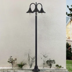 Farola Lindby Edric, altura 215 cm, antracita, aluminio