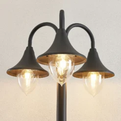 Farola Lindby Edric, altura 215 cm, antracita, aluminio