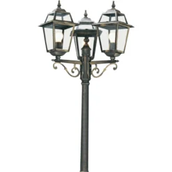 Farola New Orleans, negro-oro, 3 luces