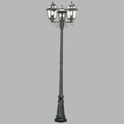 Farola New Orleans, negro-oro, 3 luces
