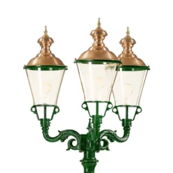 Farola Parijs con tres brazos, verde