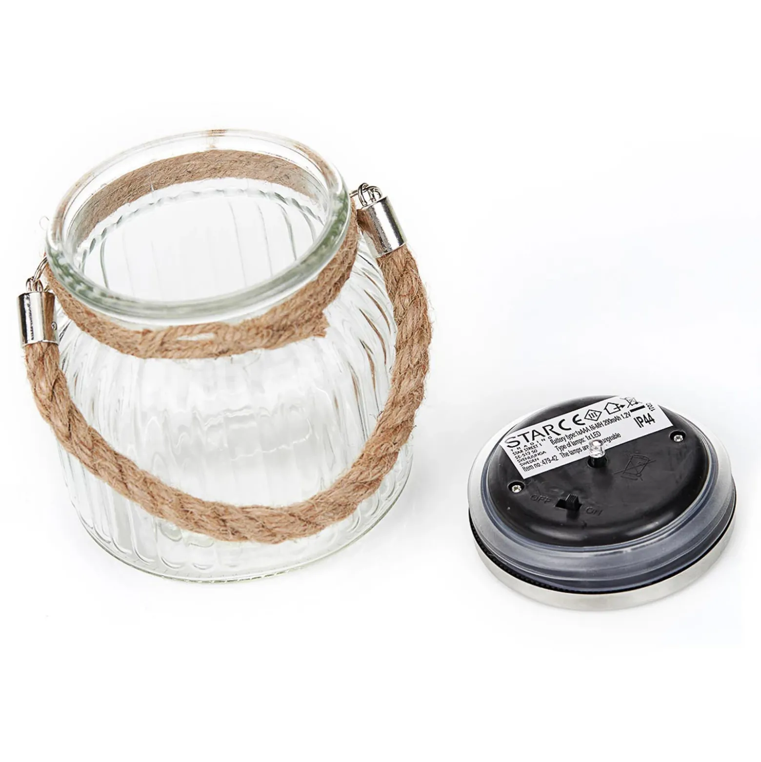 Farol de mesa LED solar Jar de cristal