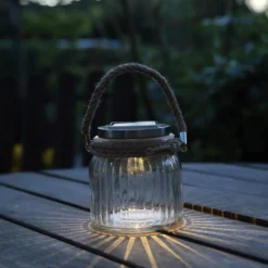 Farol de mesa LED solar Jar de cristal