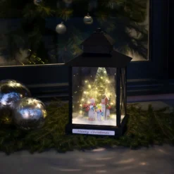 Farol LED decorativo Muñecos nieve negro IP44 42cm