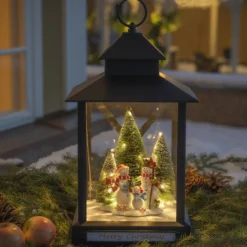 Farol LED decorativo Muñecos nieve negro IP44 42cm