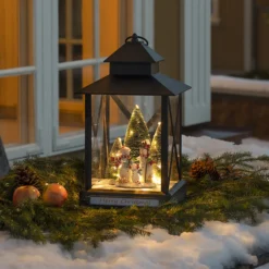 Farol LED decorativo Muñecos nieve negro IP44 42cm
