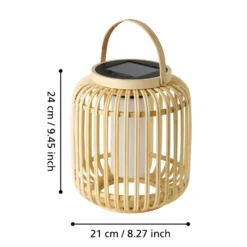 Farol LED solar Marliano, altura 24 cm, madera clara, madera