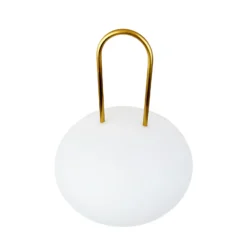 Farol recargable LED Dyberg Larsen Ellipse, blanco/latón, IP44