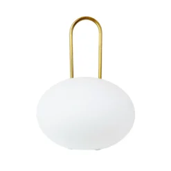 Farol recargable LED Dyberg Larsen Ellipse, blanco/latón, IP44