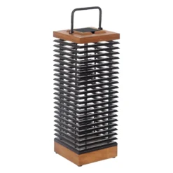 Farol solar LED Les Jardins Tekura, teca/gris, 66 cm