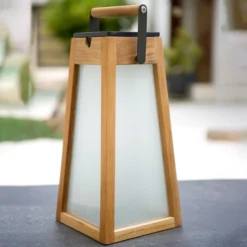 Farol solar LED Tecka, teca natural, 39 cm