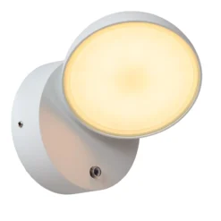 Finn aplique de pared LED, blanco, metal, IP54, sensor día/noche