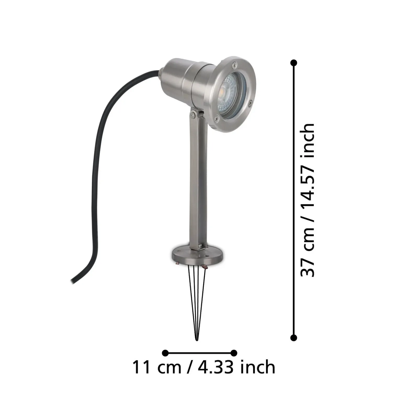 Foco con pica Nema, color acero inoxidable, 24 cm, acero inoxidable