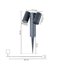 Foco con pica Tulimar de PRIOS, 2 luces, antracita, IP65
