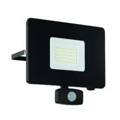 Foco de exterior LED Faedo 3, sensor, negro, 50W