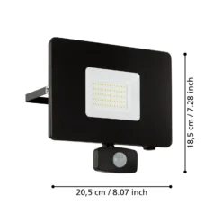Foco de exterior LED Faedo 3, sensor, negro, 50W