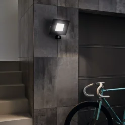 Foco de exterior LED Faedo 3, sensor, negro, 50W