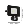 Foco de exterior LED Faedo 3, sensor, negro, 20W