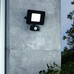 Foco de exterior LED Faedo 3, sensor, negro, 20W