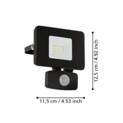 Foco de exterior LED Faedo 3, sensor, negro, 10W