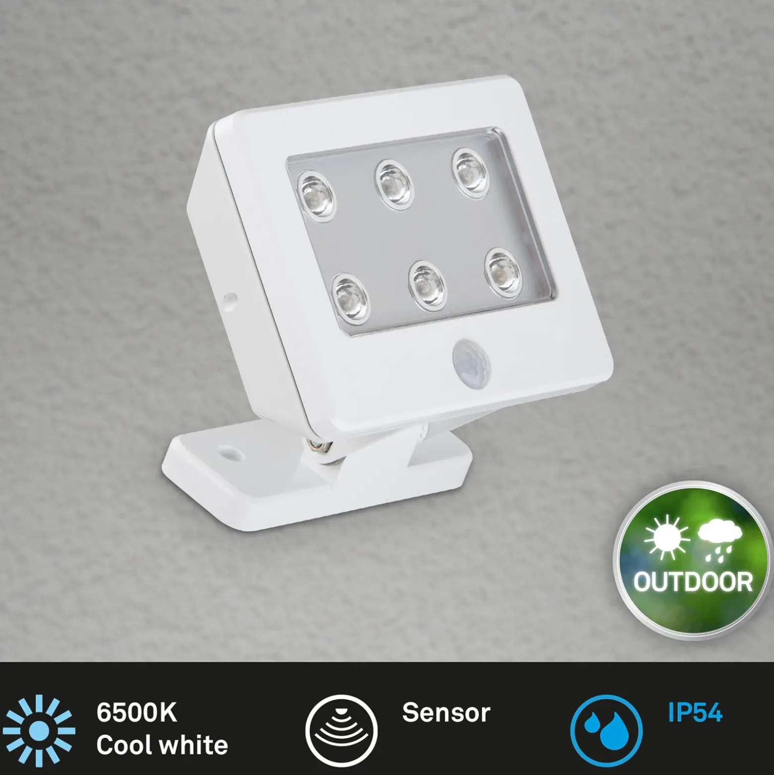 Foco de exterior LED Kollig con sensor IP54 blanco