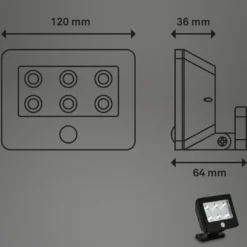 Foco de exterior LED Kollig con sensor IP54, negro