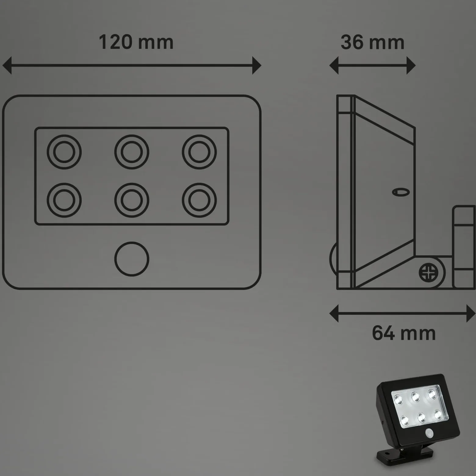 Foco de exterior LED Kollig con sensor IP54, negro