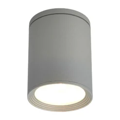 Foco de exterior Lucande Minna, plateado, 14 cm, IP54, E27