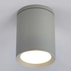 Foco de exterior Lucande Minna, plateado, 14 cm, IP54, E27